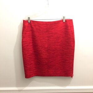 NWT A-K-R-I-S Tiger Print Red Skirt 10 wool silk red stripe